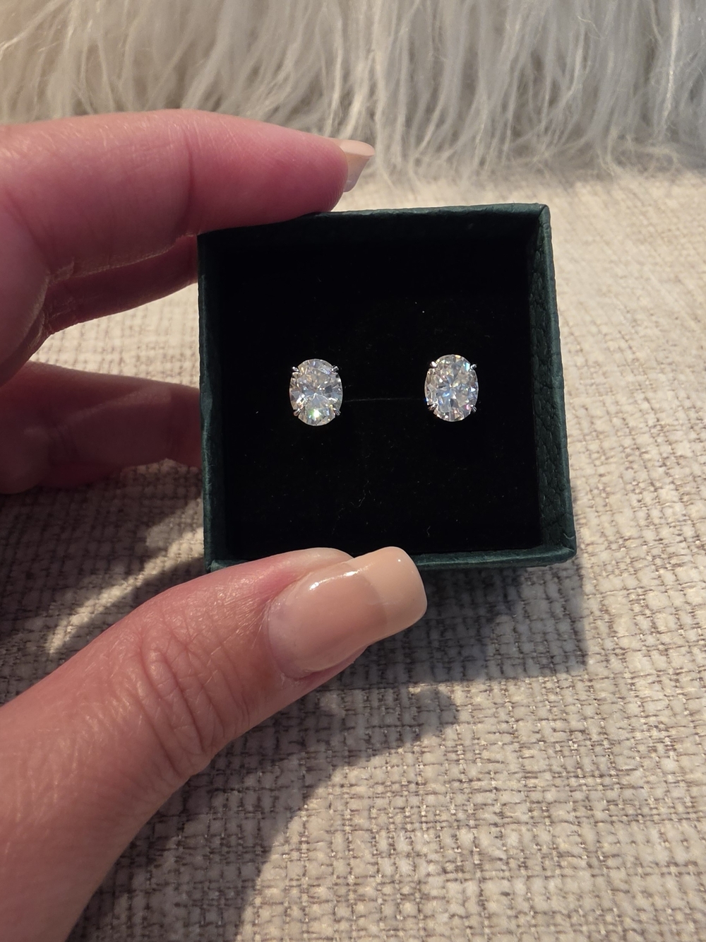 4 CTW Brilliant Oval Moissanite Stud Earrings (2 Carats each)– 925 Silver
